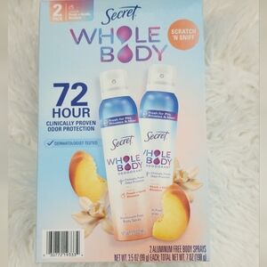Secret 72 Hours-Whole Body Deodorant Spray, Peach & Vanilla Blossom Scent. NEW
